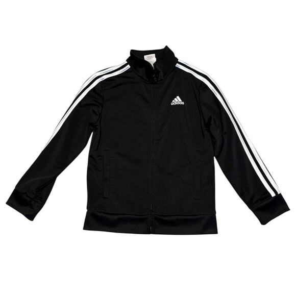 Adidas Boys Black Zip Front Track Jacket Size 8 AP5411 - Picture 1 of 2